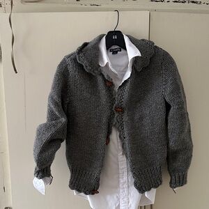 Handcrafted Charcoal Knit Cardigan with Wooden Buttons